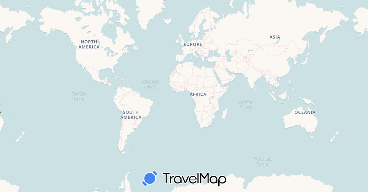 TravelMap itinerary: driving, bus, plane, cycling, hiking, boat, motorbike in Argentina, Bolivia, Brazil, Chile, France, Peru (Europe, South America)